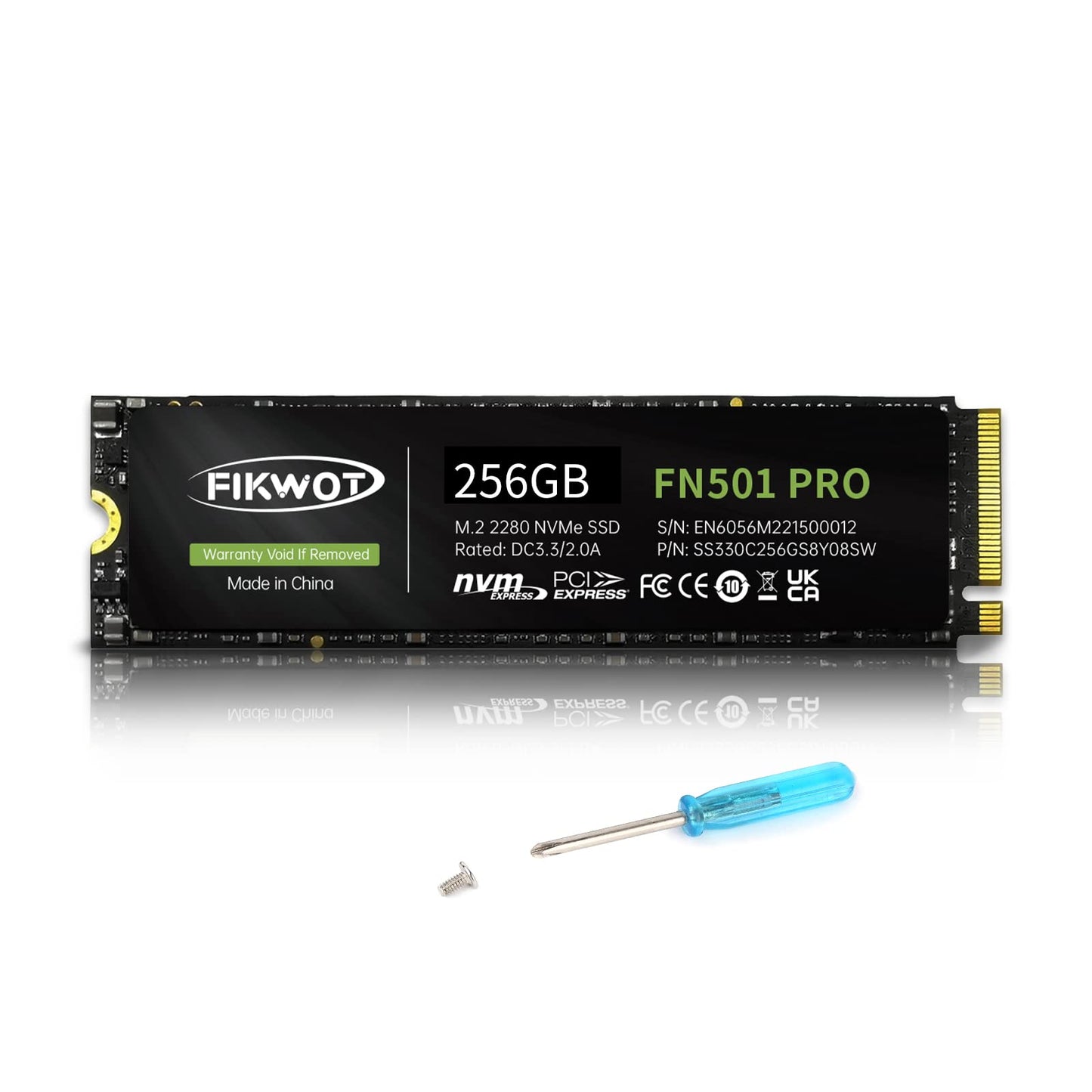 Fikwot FN501 Pro NVMe SSD - M.2 2280 PCIe Gen3 x4 Internal Solid State Drive with Graphene Cooling Sticker, Up to 3,500MB/s, SLC Cache 3D NAND TLC, Compatible with Laptop & PC Desktop