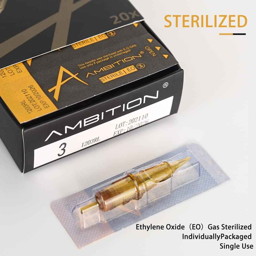 Ambition Glory Tattoo Cartridges Needles Disposable 20pcs 0.25mm Round Liner for Rotary Tattoo Machine Supply