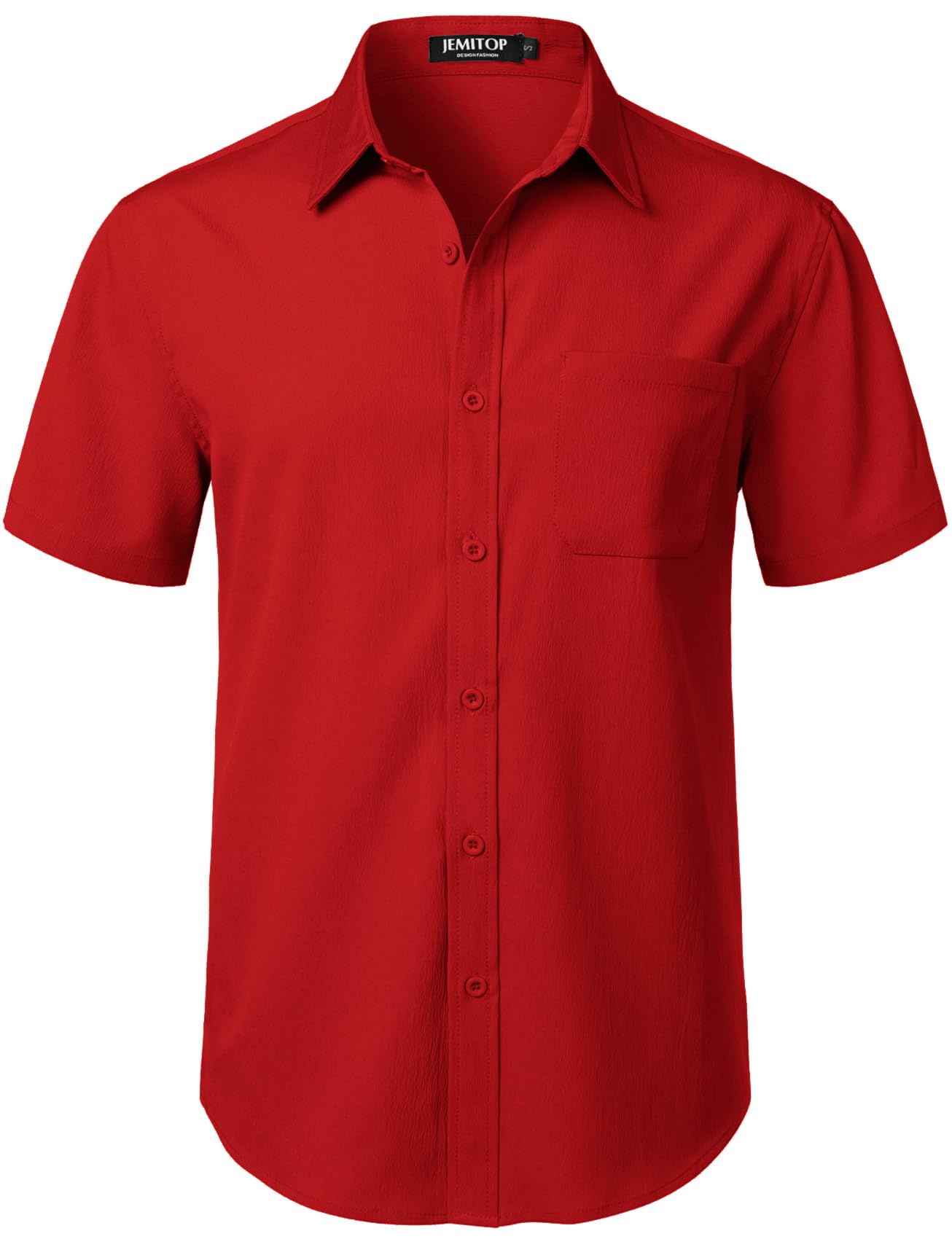JEMITOP Men's Stretch Wrinkle Free Short Sleeve Texture Shirt Lightweight Summer Button Down Shirts for Beach Vacation