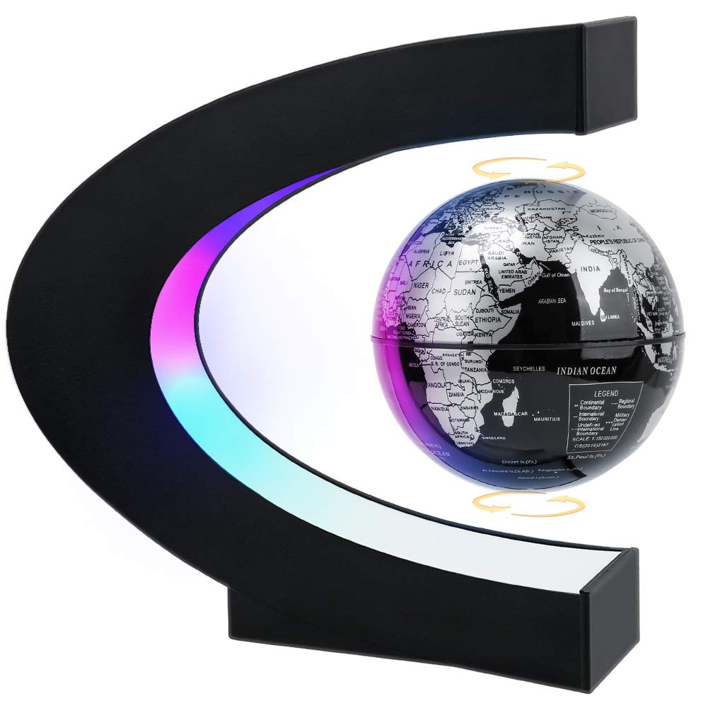 MOKOQI Magnetic Levitating Globe with LED Light, Cool Tech Gift for Men Father Boys and Girls, Birthday Gifts for Kids, Floating Globes World Desk Gadget Decor in Office Home Display