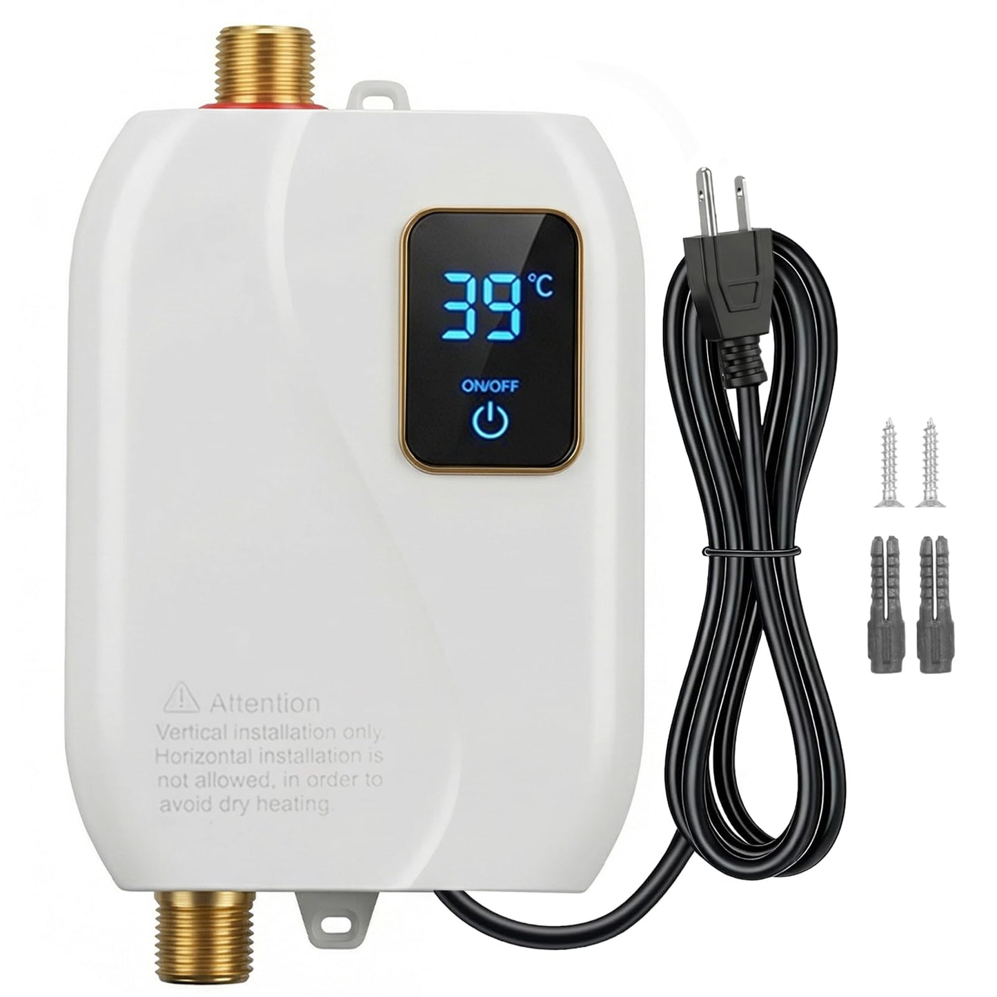 Tankless Water Heater Electric, 3000W Tankless Electric Water Heater 110V, On Demand Hot Water Heater Electric with Digital Display, Electric Tankless Hot Water Heater for Kitchen Bathroom Washin