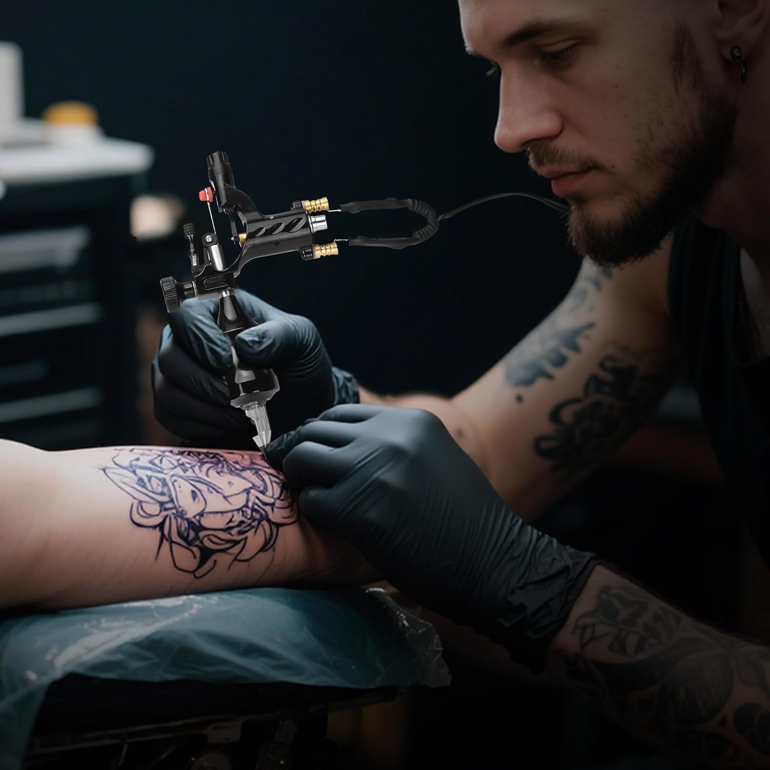 ATOMUS Rotary Tattoo Machine Kit with Power Supply and Needles for Exceptional Tattooing