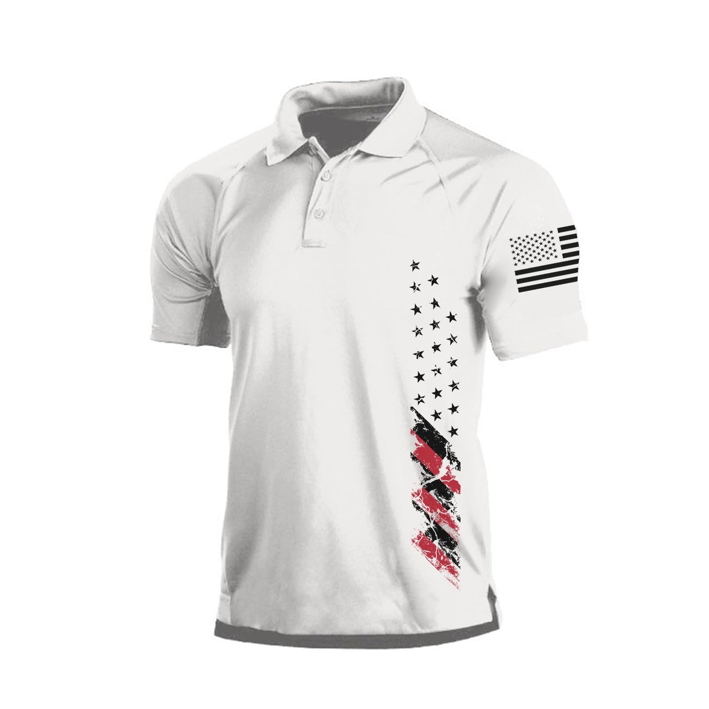 H HYFOL Short Sleeve Polo Shirts for Men Graphic Stretch Casual American Patriotic Raglan Golf Polos for Men