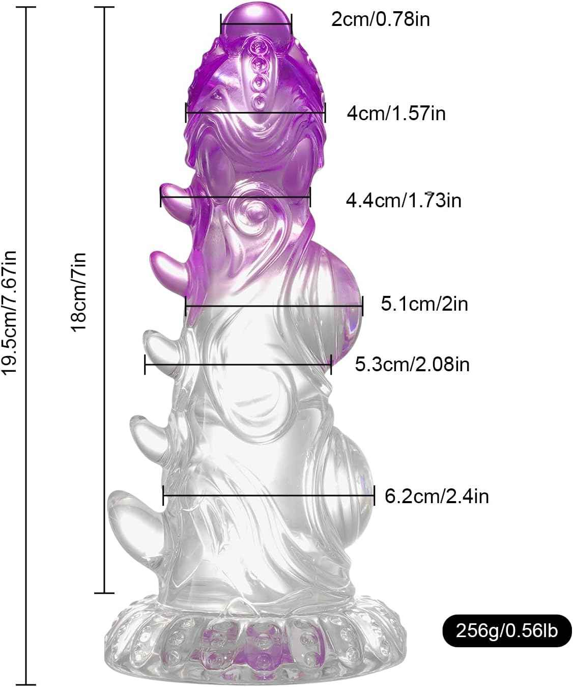 Monster Dildo Knot,7.6 in Fantasy Dildo with Big Knots and Suction Cup,Clear-Purple Gradient Adult Toys for Beginner Women