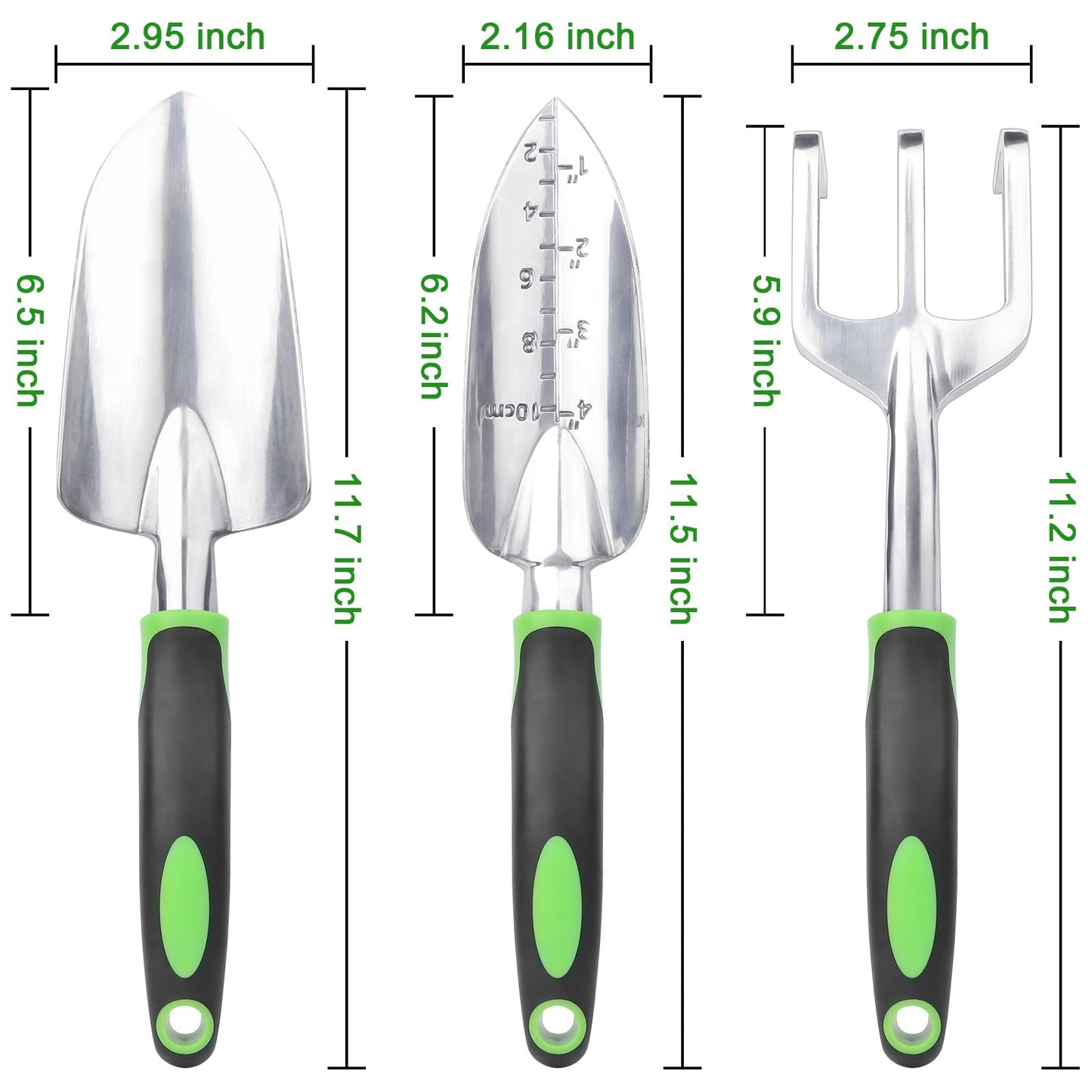 Garden Tools Set, 3 Pack Heavy Duty Gardening Tools Set Include Garden Shovel, Transplant Trowel and Hand Rake
