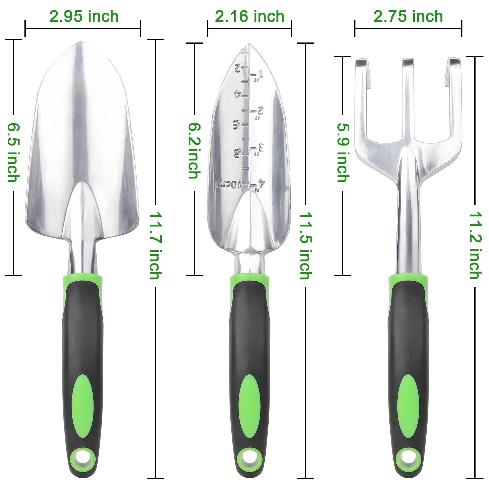 Garden Tools Set, 3 Pack Heavy Duty Gardening Tools Set Include Garden Shovel, Transplant Trowel and Hand Rake