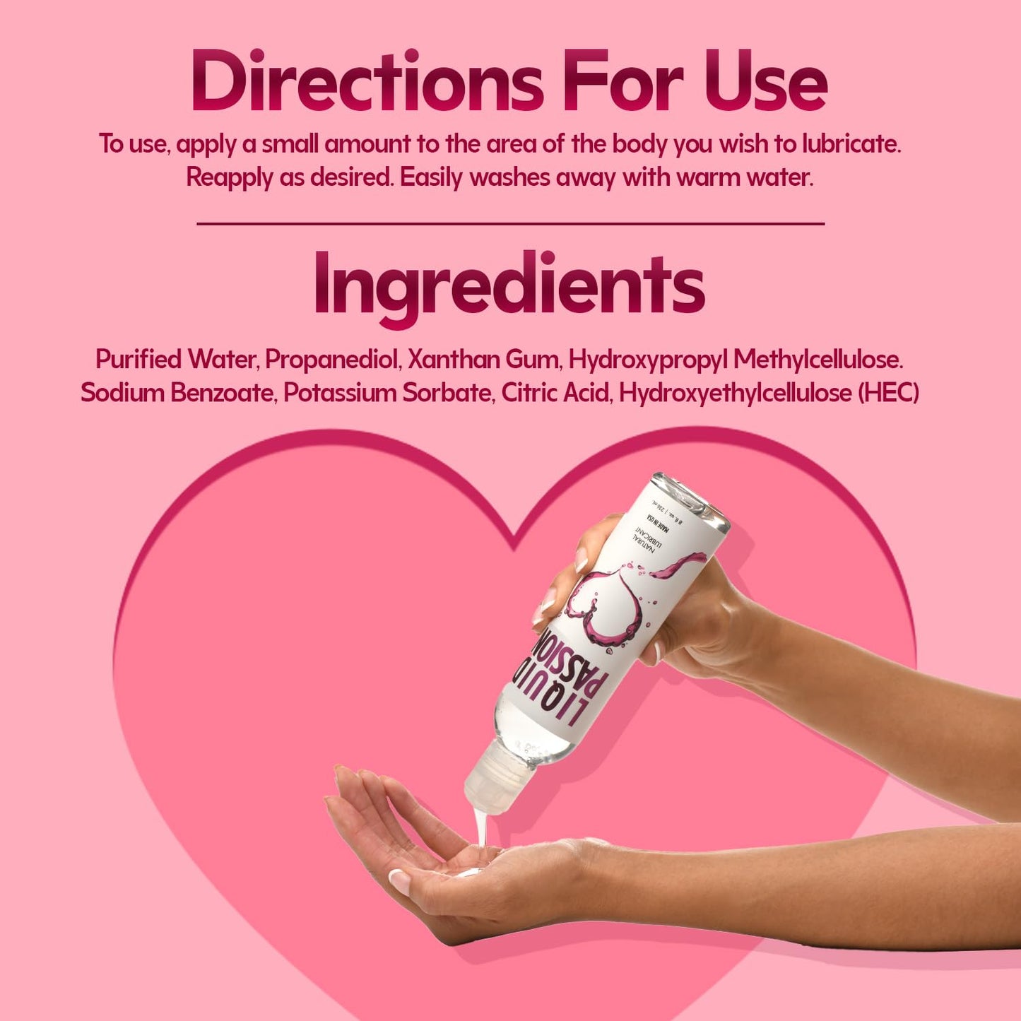 Liquid Passion Natural Water-Based Personal Lube, pH Friendly, Fragrance-Free & Hydrating, Safe for Toys & Condoms. Made in USA