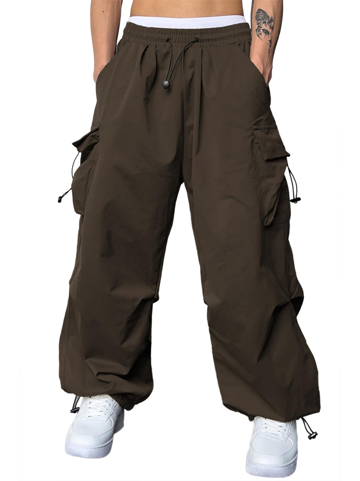 JMIERR Men's Baggy Cargo Pants Trendy Casual Parachute Pant Loose Fit Harem Joggers with Pockets for Streetwear