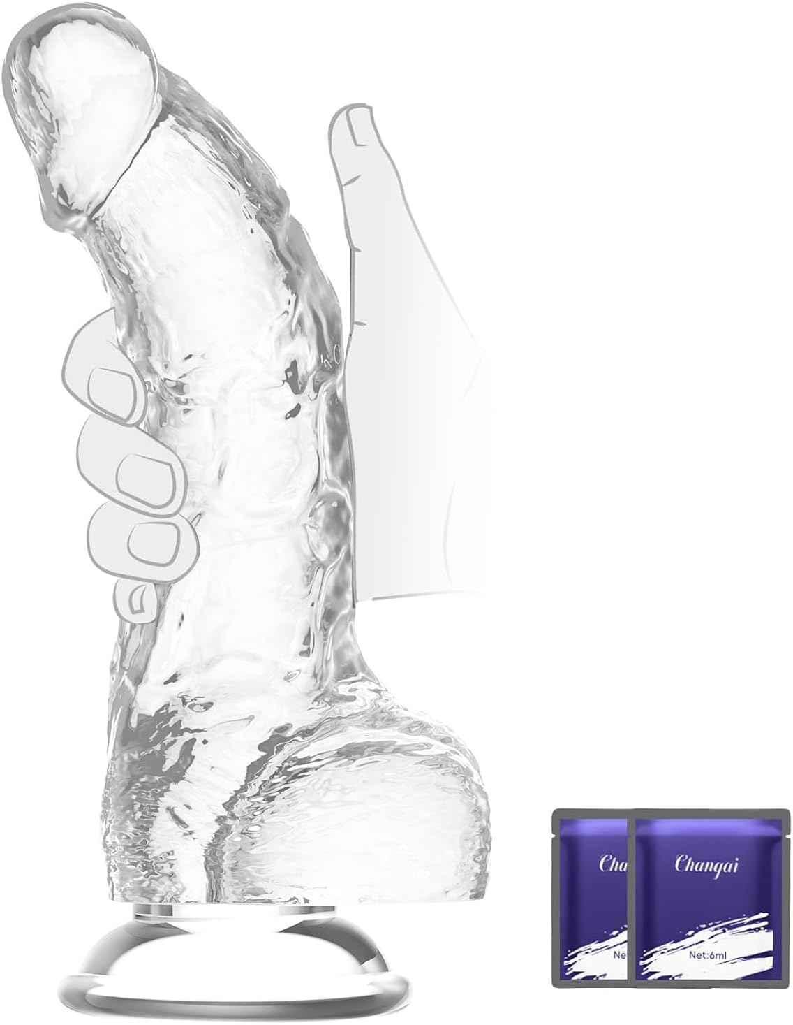 SOARE Realistic Transparent Dildo 6.7 in with Suction Cup