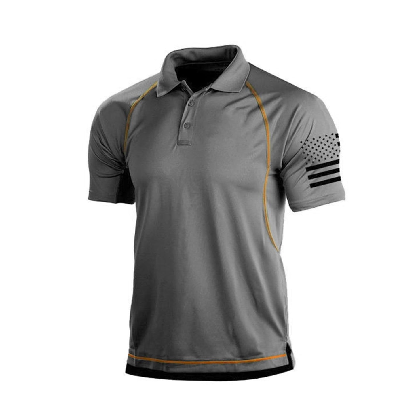 H HYFOL Short Sleeve Polo Shirts for Men Graphic Stretch Casual American Patriotic Raglan Golf Polos for Men