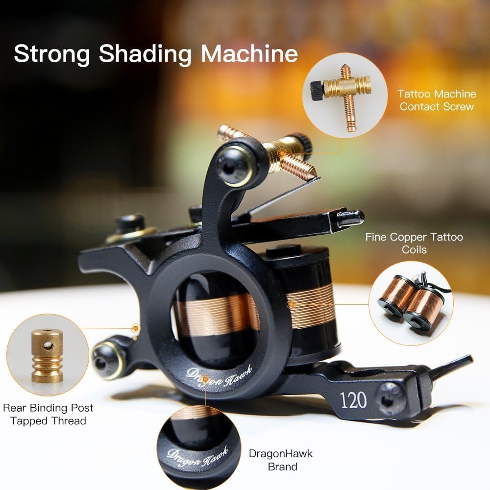 Dragonhawk Traditional Pro Complete Tattoo Machine Kit for Beginners