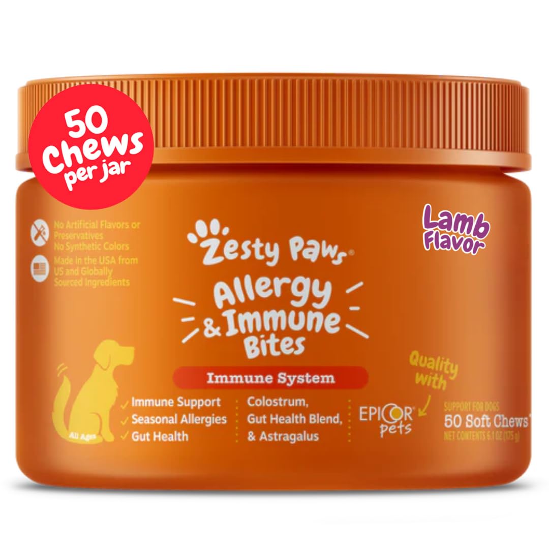 Zesty Paws Dog Allergy Relief- Dog Itching Skin Relief- Dog Probiotics for Itchy Skin and Itchy Ears- Dog Allergy Paw Relief- Dog Allergy Chews- Dog Itch Relief - Dog Skin Allergy Relief