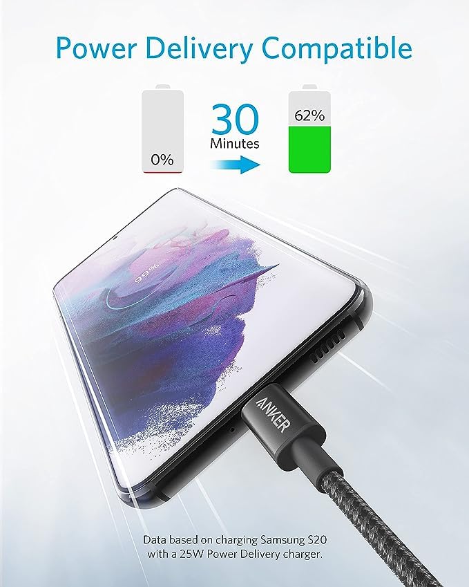 Anker USB C to USB C Cable, Type-C 60W Fast Charging Cable for iPhone 16 Series, iPad mini 6 and More