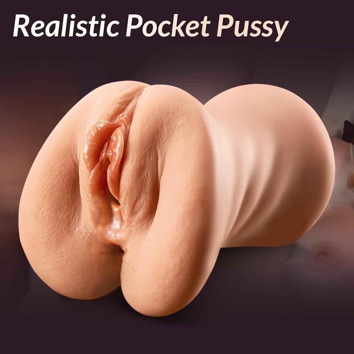 Pocket Pussy for Men, 3-in-1 Realistic Male Masturbator with Mouth Vagina and Anus, 7.1" Deep 3D Textured Male Sex Toy for Endurance Training & Pleasure, Discreet Brown Skin Stroker Doll