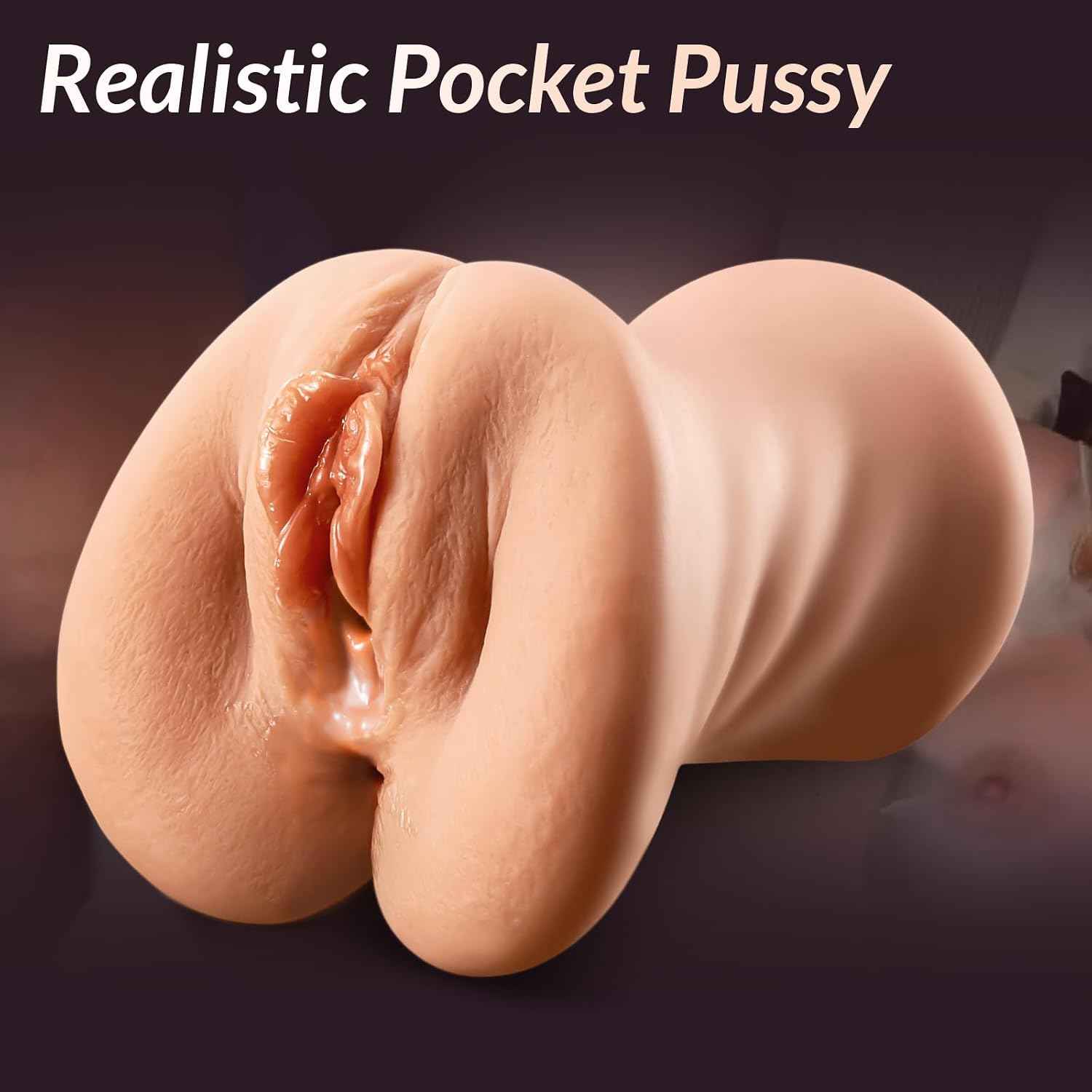 Pocket Pussy for Men, 3-in-1 Realistic Male Masturbator with Mouth Vagina and Anus, 7.1" Deep 3D Textured Male Sex Toy for Endurance Training & Pleasure, Discreet Brown Skin Stroker Doll