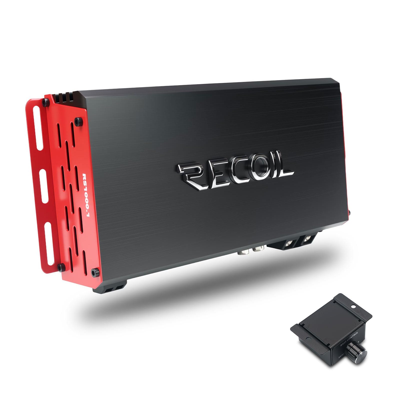 RECOIL RS1000.1 Class D Mono Block Amplifier Car Audio 1000W RMS Power, Stable 1/2/4 Ohm - Subwoofer Amp with Side Controls & Enhanced Cooling Bass Amplifier
