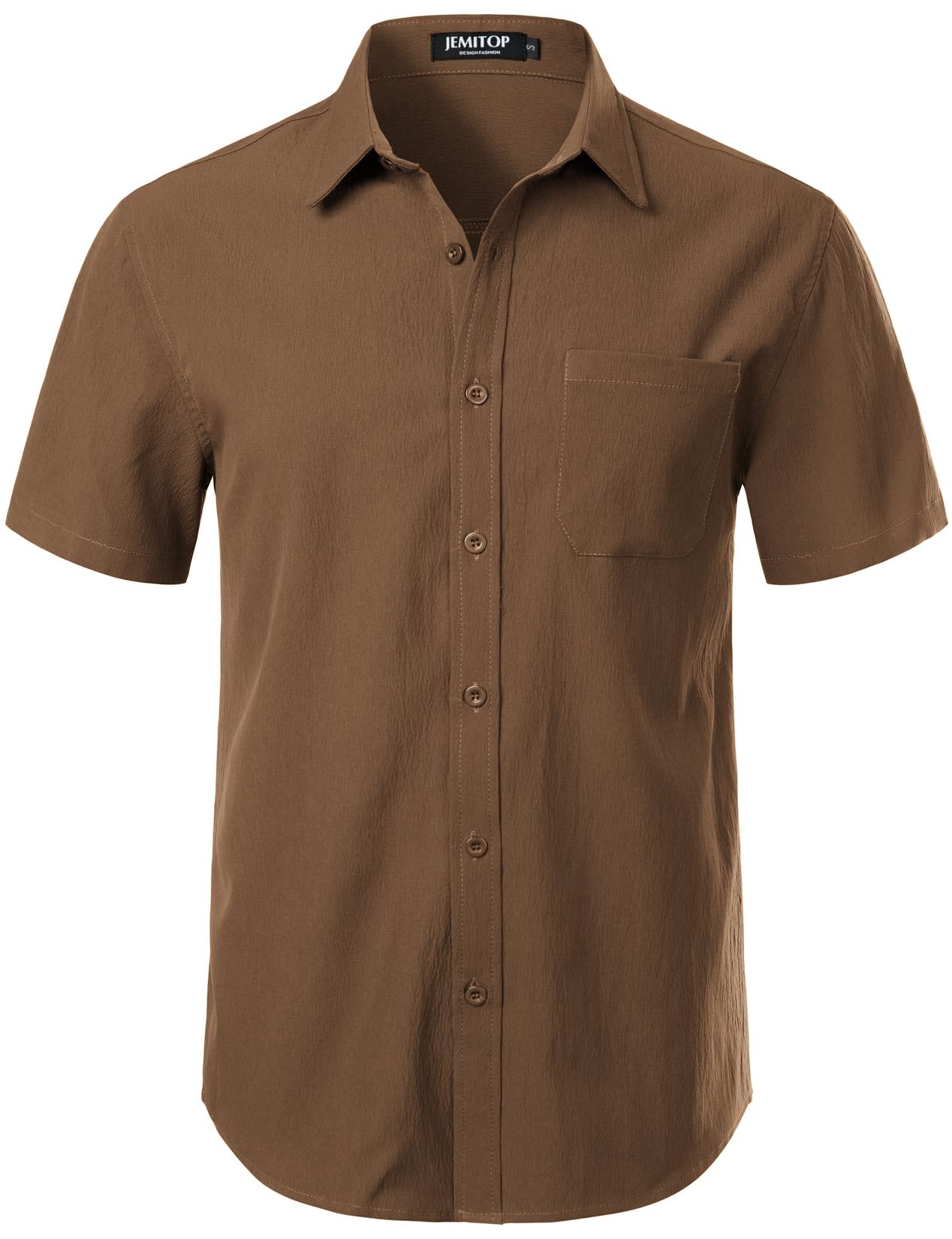 JEMITOP Men's Stretch Wrinkle Free Short Sleeve Texture Shirt Lightweight Summer Button Down Shirts for Beach Vacation