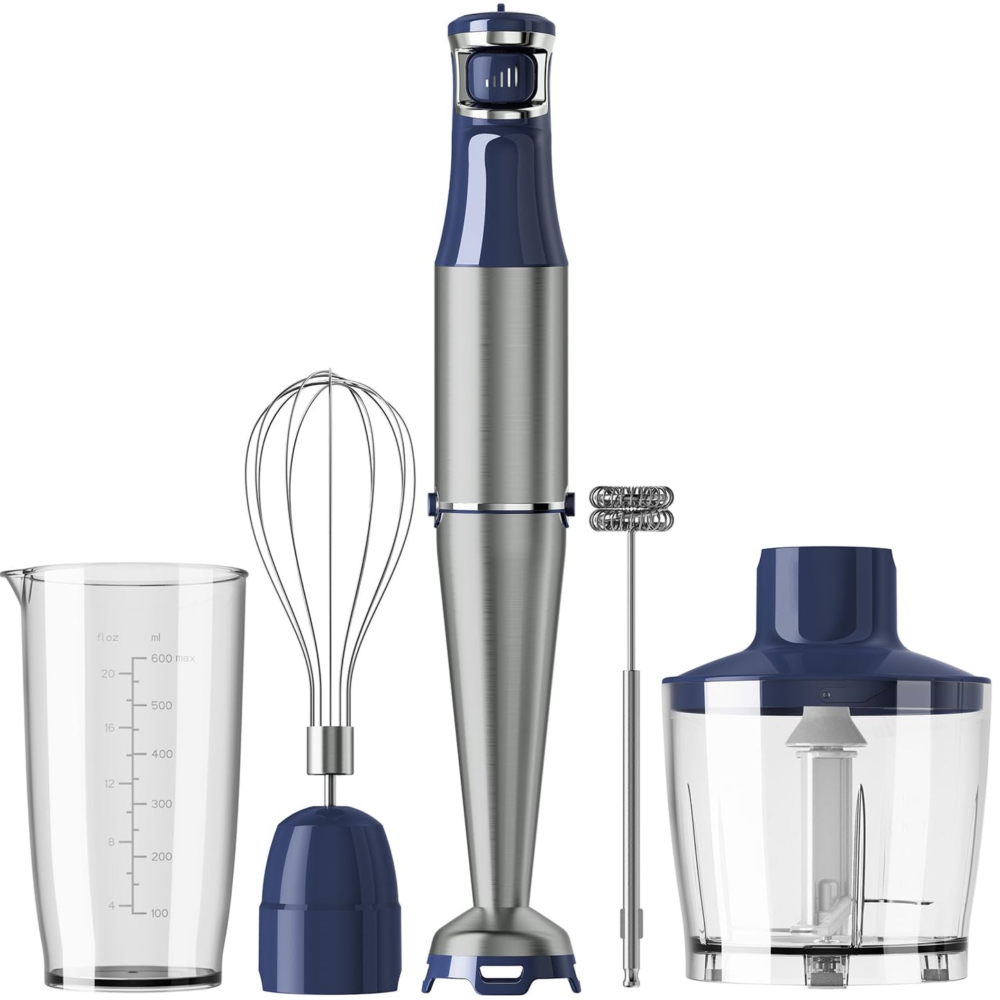 Turelar Immersion Blender Handheld Corded Hand Blenders Set 1100W, Trigger Variable Speed 5 in 1 Stick Emulsifier with Chopper, Whisk and Frother for Soup, Baby Food and Smoothies