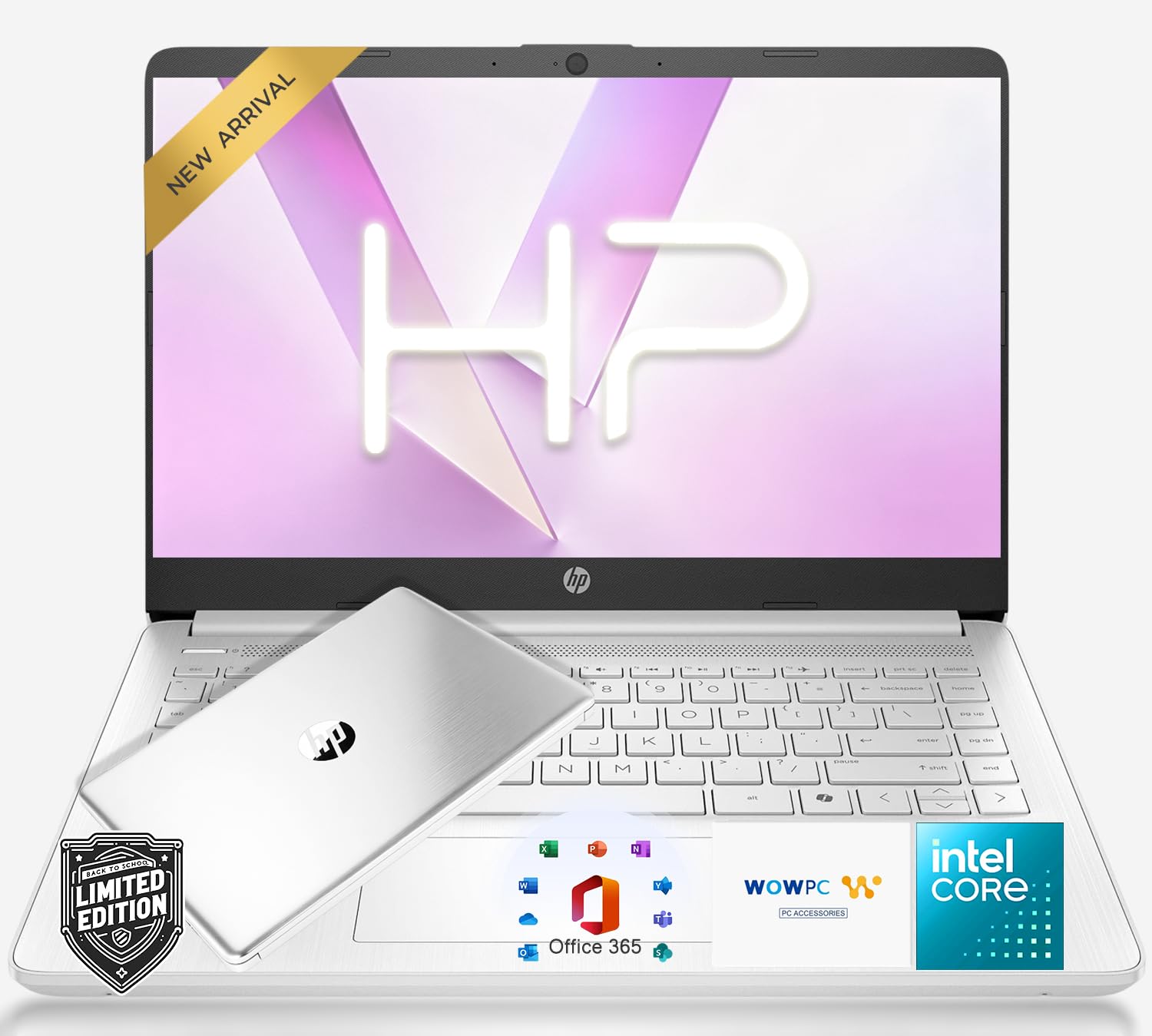 HP 14" Laptop with Microsoft 365 & 1TB OneDrive, Intel Core Processor, HD Display, Windows 11, Portable Student Laptop, Natural Silver