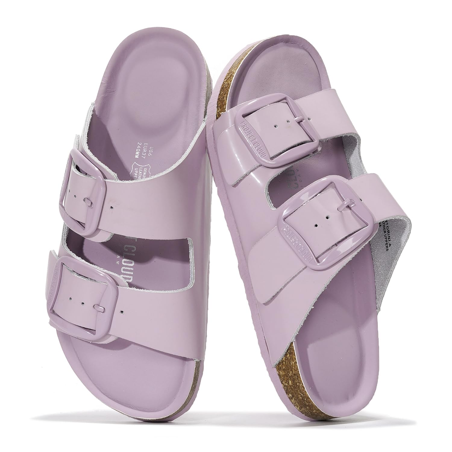 Project Cloud 100% Genuine Leather Flat Sandals for Women 2026 Comfortable Beach Essentials Womens Sandals Memory Foam Vacation Essentials Slides for Women Footwear (Santorini)