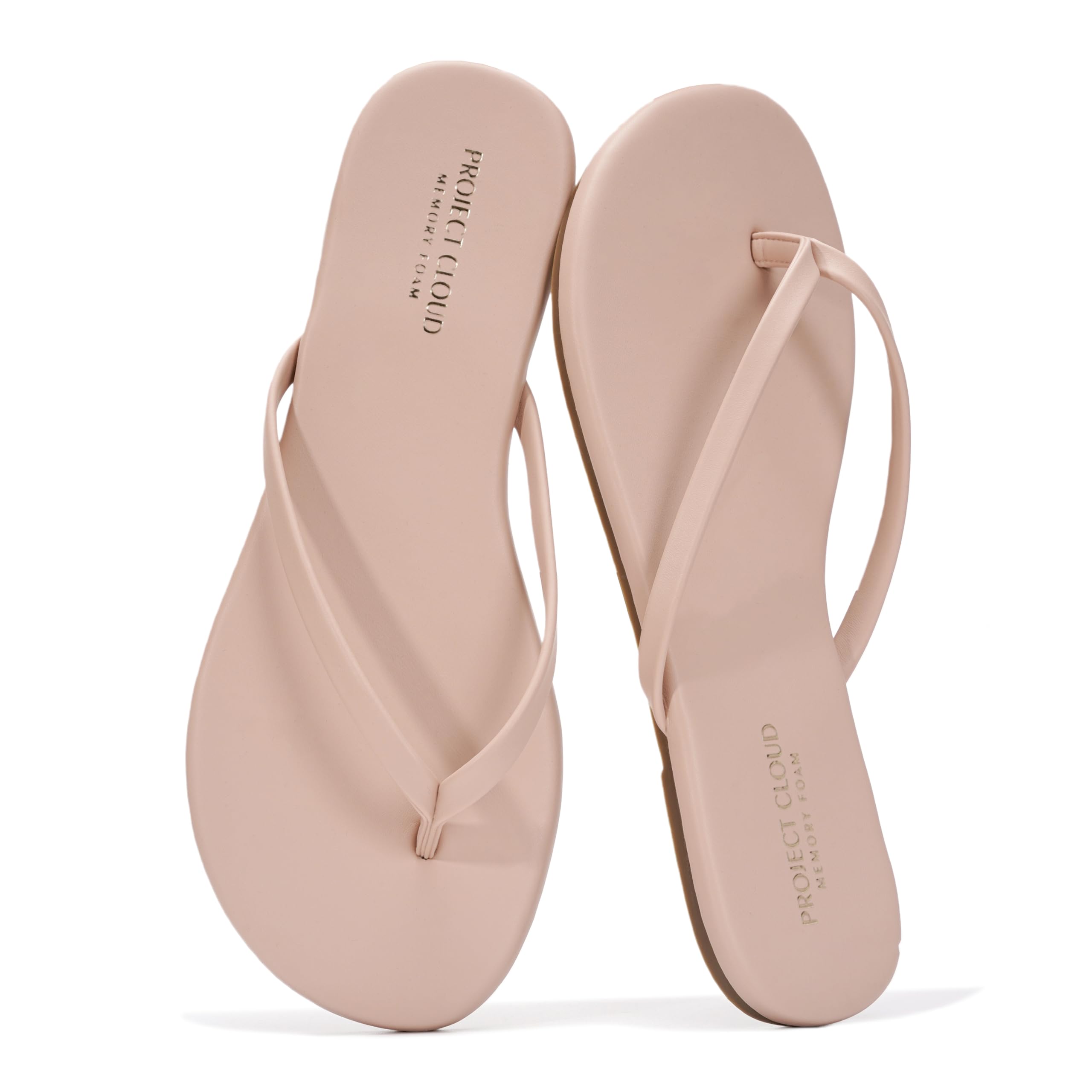 Project Cloud Flip Flops for Women Footwear- Lightweight and Memory Foam Insole Sandals for Women 2026 - Durable Non-Slip Beach Essentials Flats for Women Sandals (Foundations)