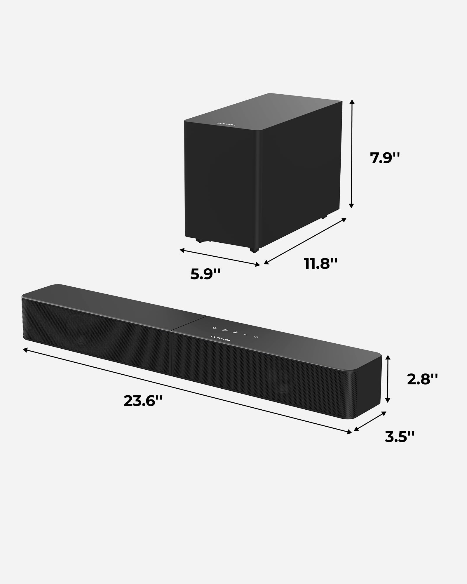 ULTIMEA Sound Bar with Wireless Subwoofer, 240W Peak Power, VoiceMX & BassMX, App Control, 2.1ch Soundbar for Smart TV, Adjustable Bass, HDMI, Optical, Bluetooth 6.0, Poseidon M30 (2026 Model)