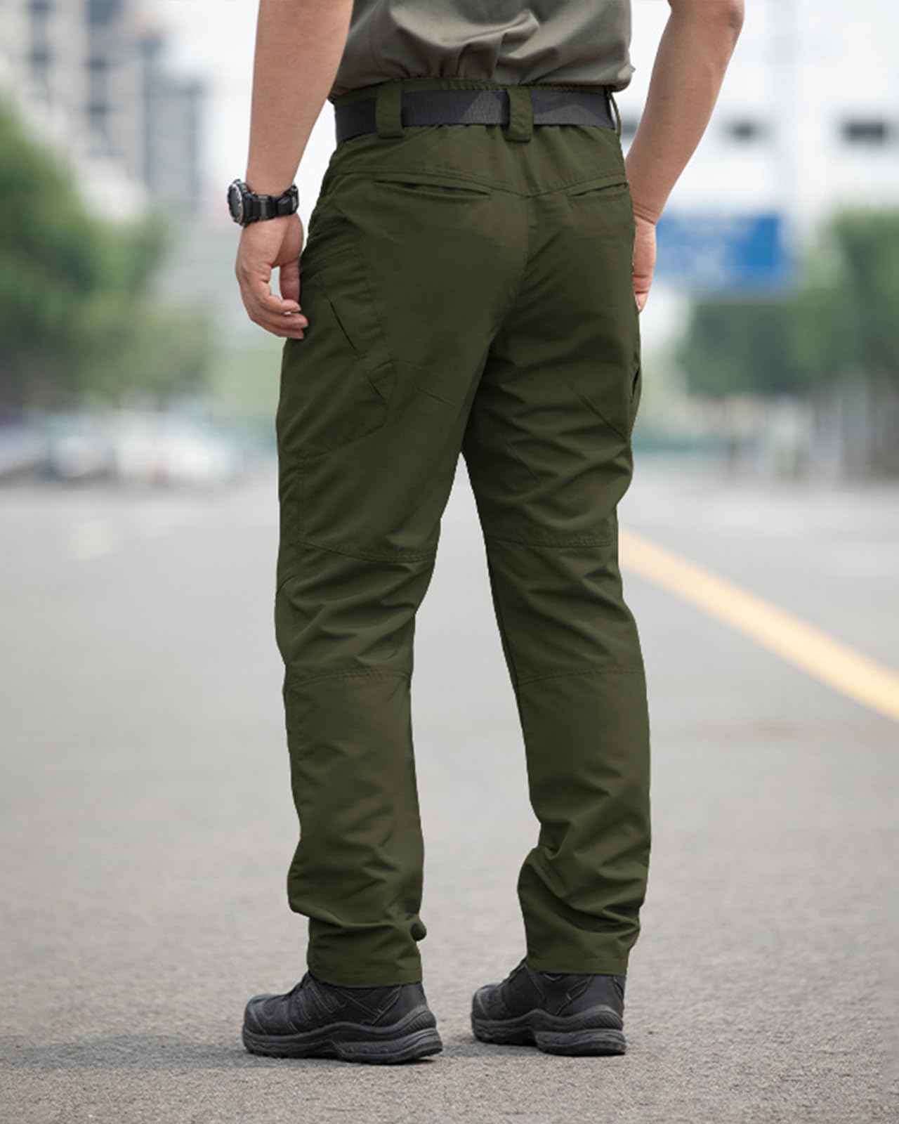 Men's Stretch Tactical Pants,Water Resistant Ripstop Cargo Pants,Lightweight Outdoor Work Hiking Pants with Pockets(No Belt)