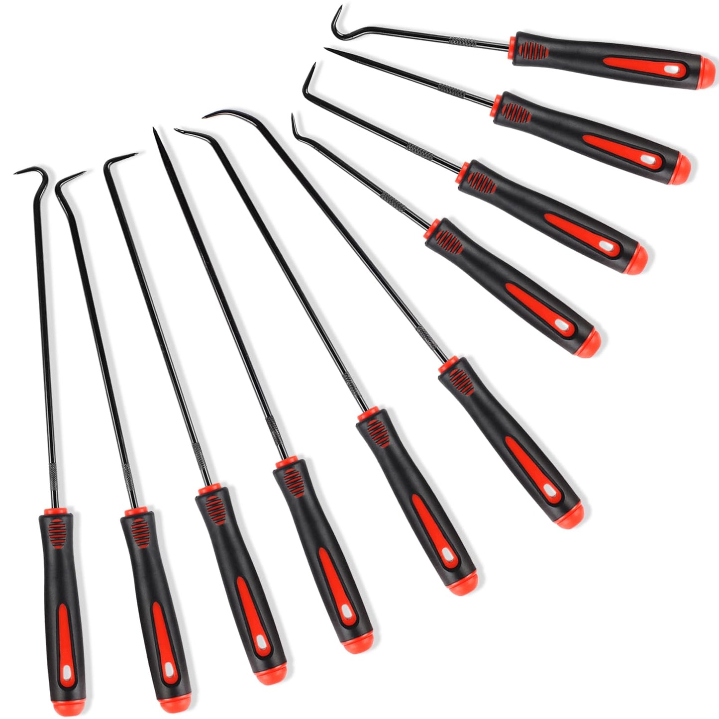 Rindion 10PCS Pick Set Mechanic, Hook and Pick Tool Set with Non-Slip Grip, Long & Mini Automotive Pick Set for O-Ring, Seal & Gasket Removal, Car Repair, Mechanical and DIY Use