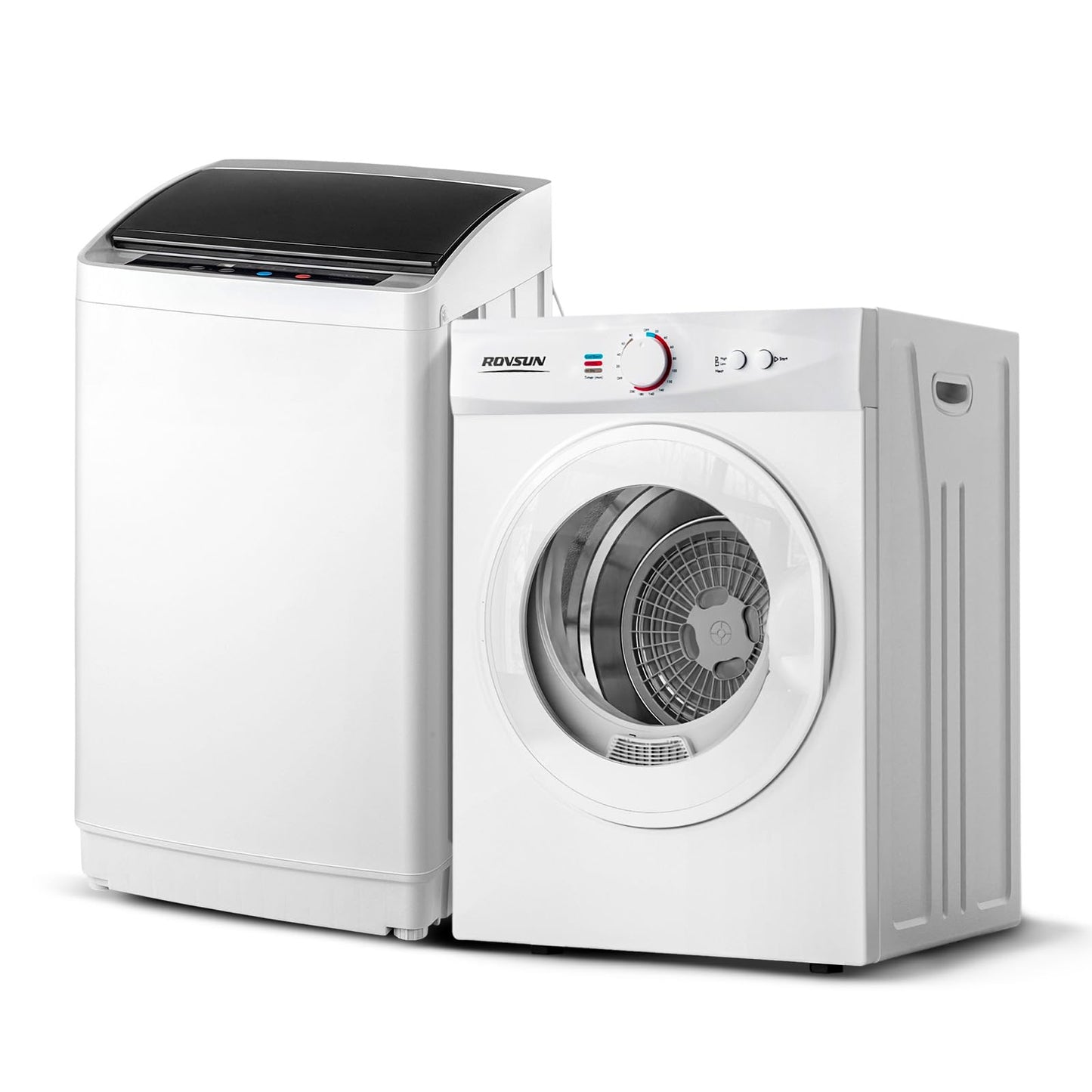 ROVSUN Full-Automatic Washing Machine and Portable Clothes Dryer Set, Compact Laundry Washer and Dryer Combo Set