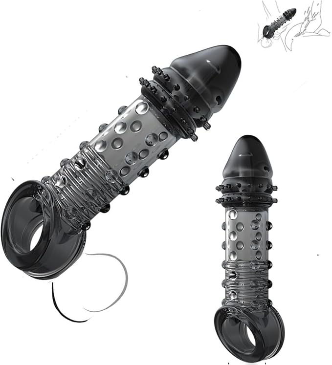 Penis Sleeve Penis Ring Male Sex Toy, Reusable Penis Pump Cock Sleeve with Multi-Stage Design Stimulation Spiral, Penis Enlarger Extender 2.4 inch, Super Soft Penis Rings for Mens Couples Sex Toys