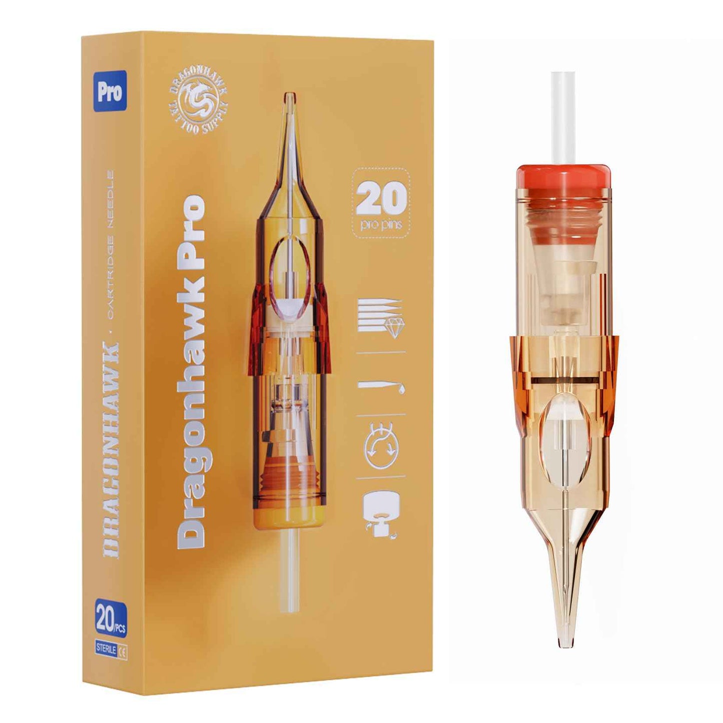 Dragonhawk Pro Tattoo Needles Cartridges,Pro Needles Pins for Super Artists,20 Pcs Disposable