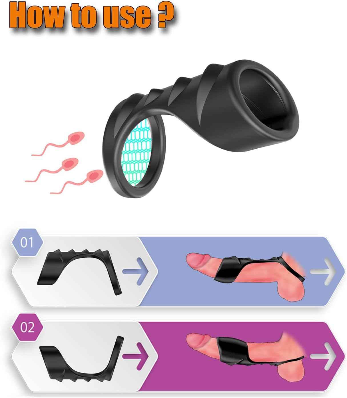 Penis Sleeve Sex Toy,Penis Sleeve Sex Toys Triple Cock Rings for Male Penis Enlarger ，Raised Design Silicone Cock Ring,Penis Delay Ejaculation Enhance Erection