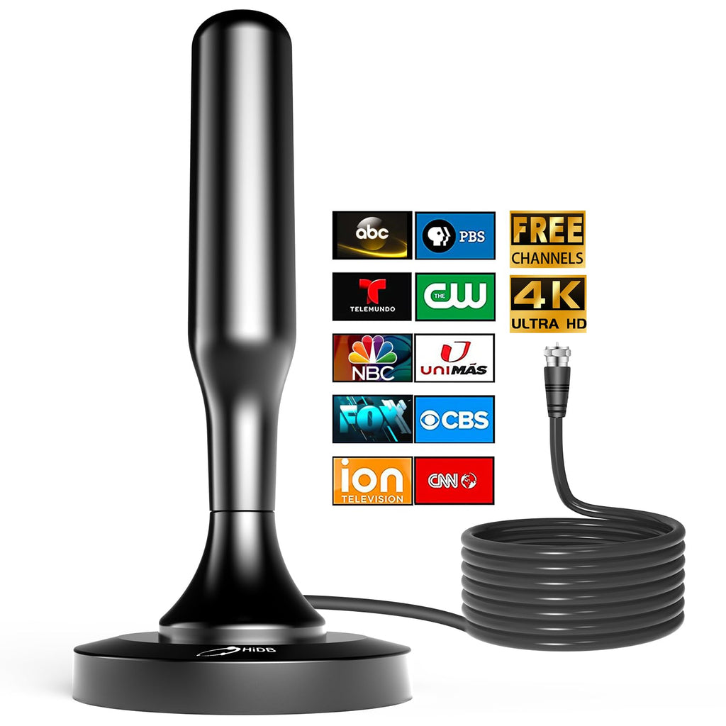 HIDB TV Antenna for Smart TV Indoor, Strong Magnetic Base Indoor TV Antenna for Easy Installation