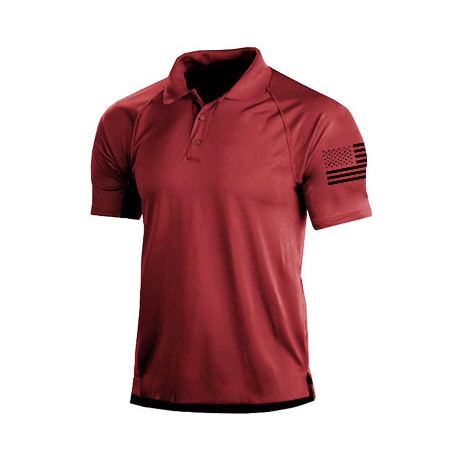 H HYFOL Short Sleeve Polo Shirts for Men Graphic Stretch Casual American Patriotic Raglan Golf Polos for Men