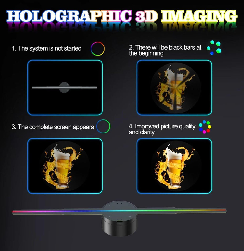 3D Hologram Fan 23.6 Inch/60CM,3D Hologram Led Fan Projector with APP+WIFI+Bluetooth+Remote Control,3D Holographic Fan for Business Store Display,Party,Christmas,exhibition,wedding