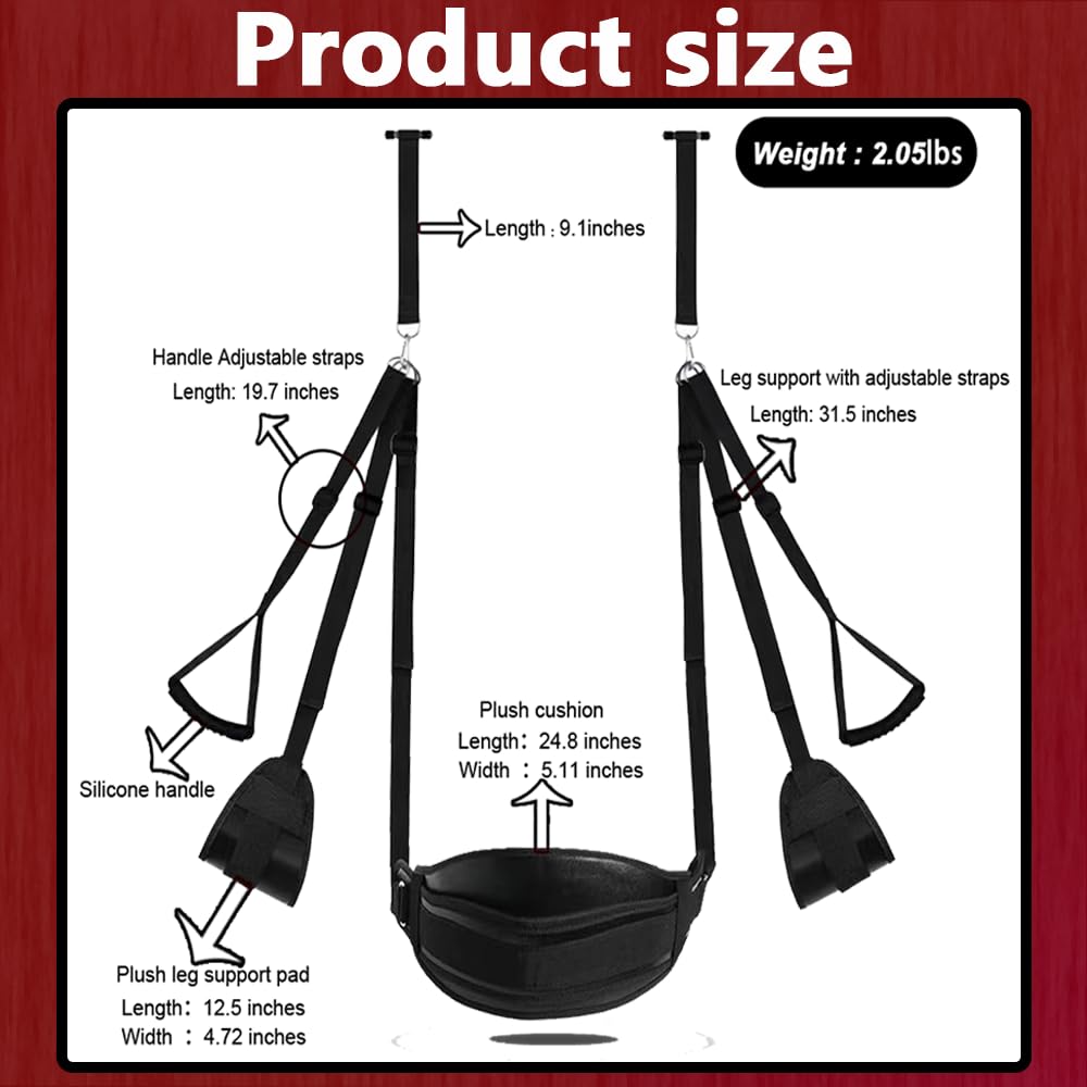 Echoria BDSM Toys Sex Door Swing Soft Nylon Sex Slings Adjustable Straps Hanging Door Handcuffs Sex Toys Hold up to 300lbs Every Door Sex Bondage and Have a Bear Doll.