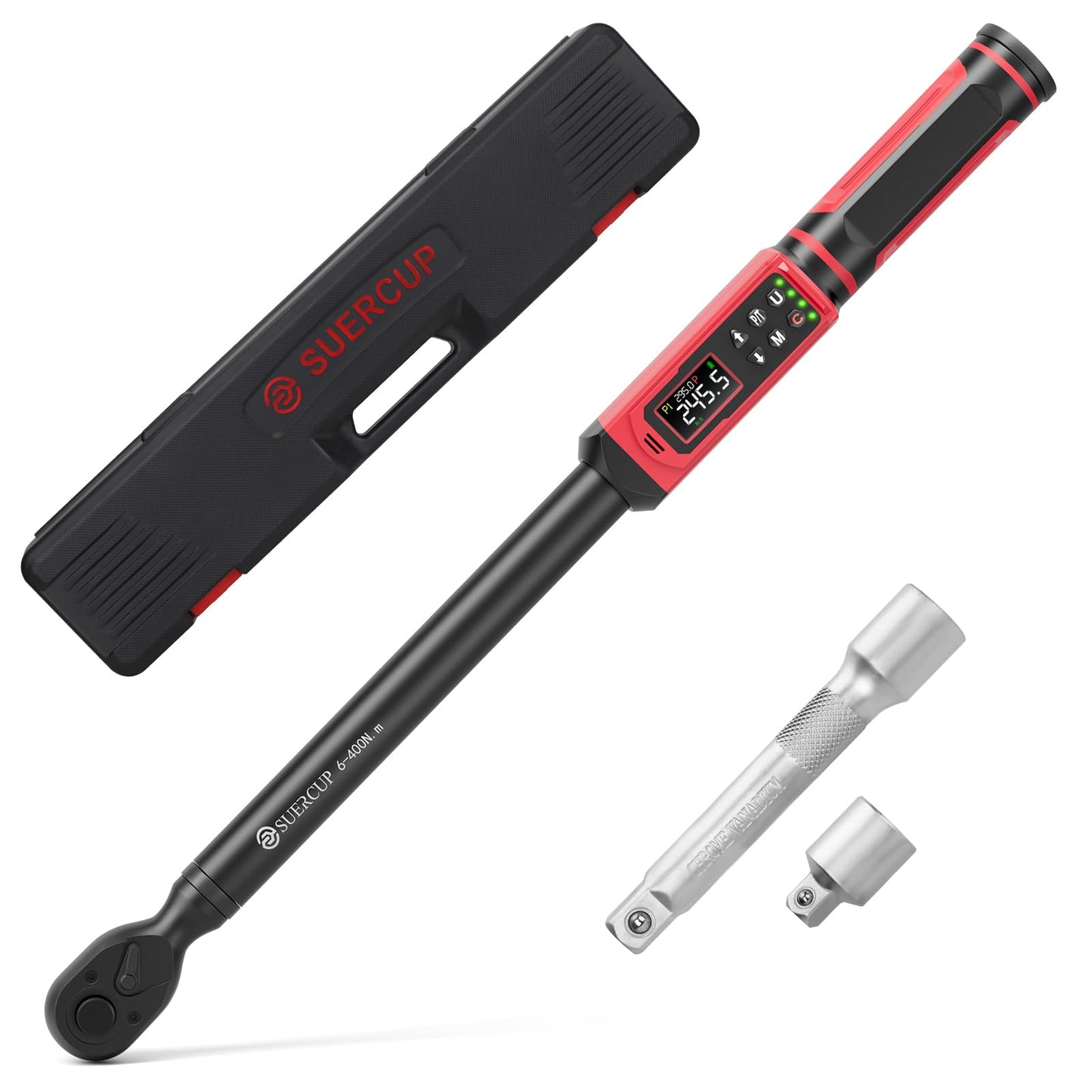 SUERCUP Digital Torque Wrenc ±1% Accuracy with Vibration, Buzzer,LED Notification and Five Units of Measure, for Car,Motorcycle Repair, DIY