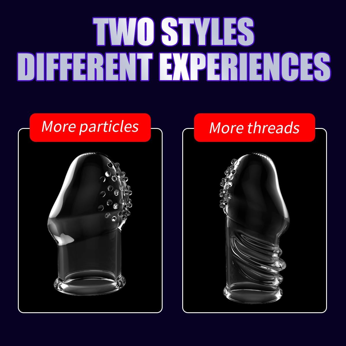 2 Pcs Reusable Clear Penis Sleeve, Soft Phimosis Stretcher Glans Condom with Large Particles,CockSleeve for Men Delay Ejaculation,Girth Enhancer Sleeve G Spot Stimulator,Adult Toys for Men and Couples