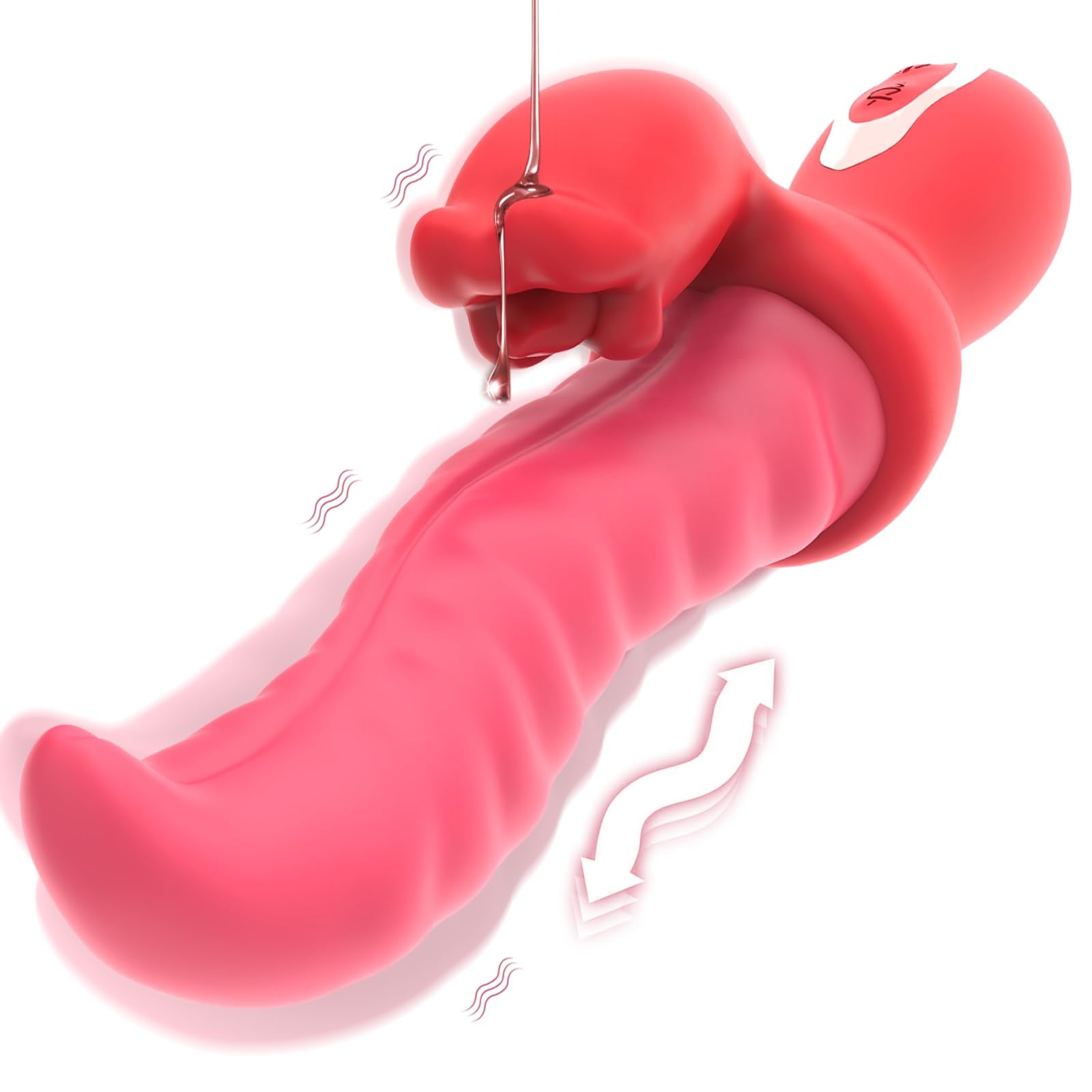 Tongue Vibrator Sex Toys for Women, Thrusting Undulating Vibrators Dildo with 10 Thrustion Wiggling & Vibration Modes, Move Sinuously G Spot Clitoral Stimulator Rose Toy for Couples Pleasure