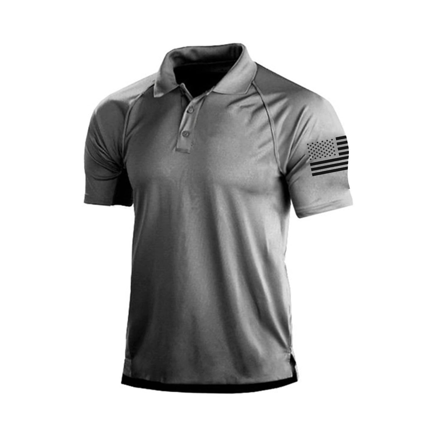 H HYFOL Short Sleeve Polo Shirts for Men Graphic Stretch Casual American Patriotic Raglan Golf Polos for Men