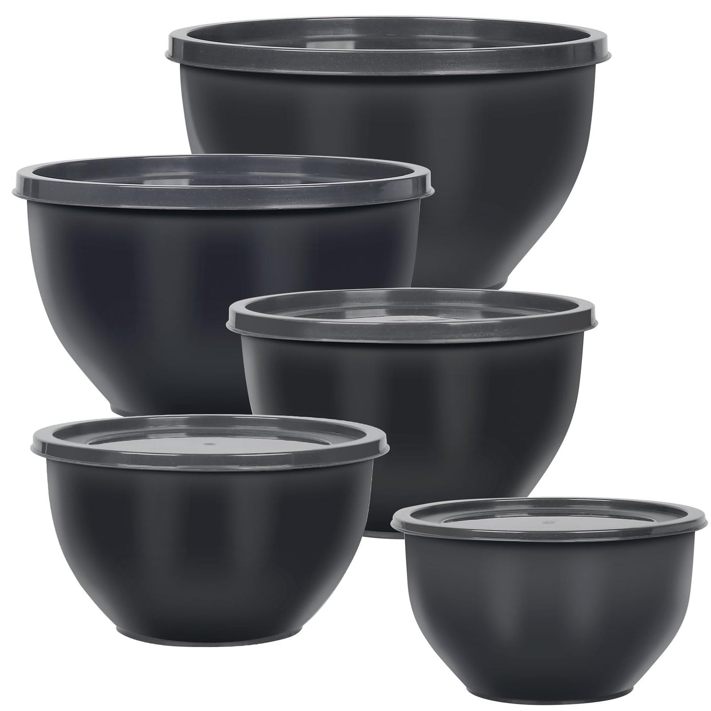Greentainer Plastic Mixing Bowls with Lids Set for Kitchen, 5 Set Nesting Bowls for Mixing, Baking, Prepping, Cooking and Serving Food, Mixing Bowls Dishwasher, Microwave Safe
