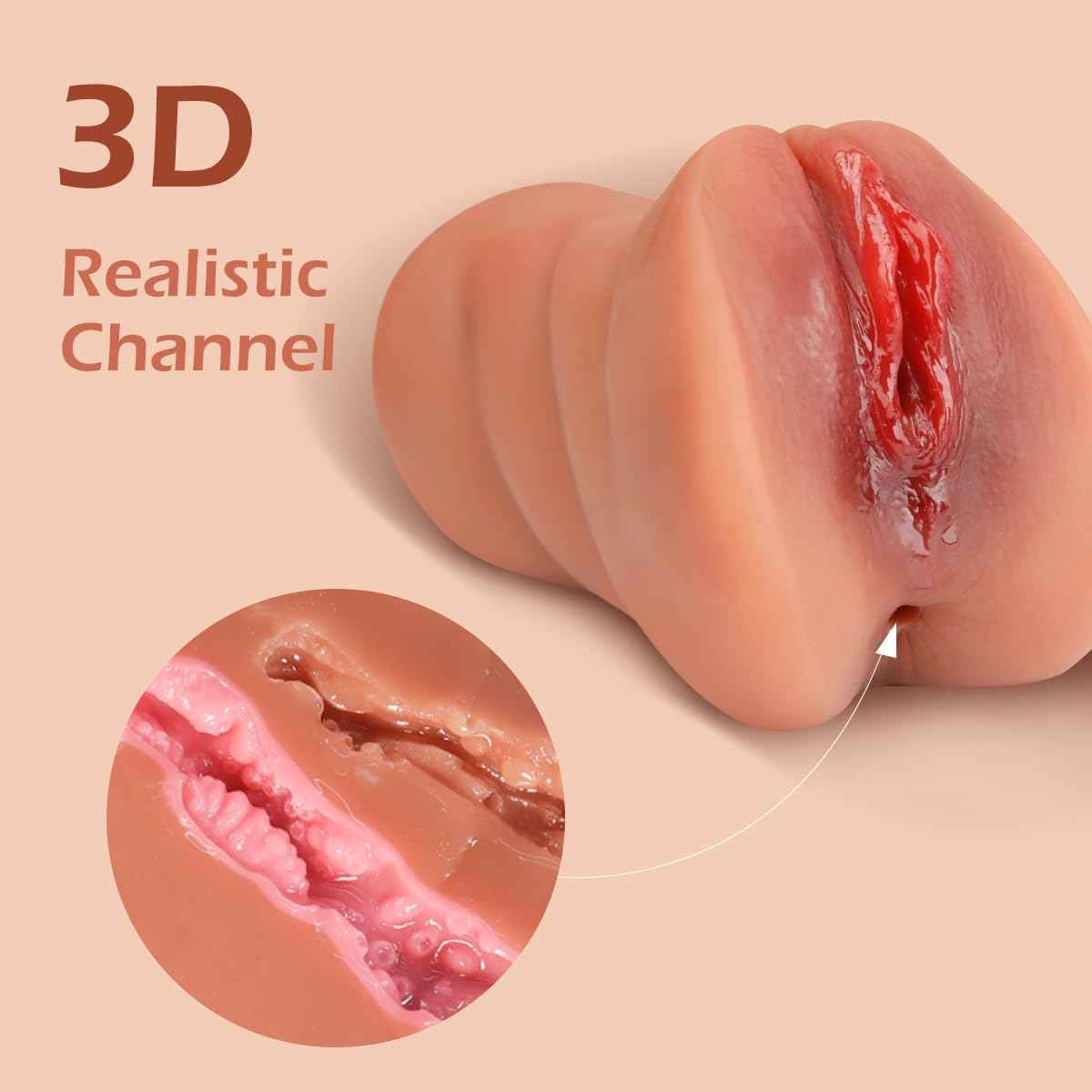 3 in 1 Pocket Pussy Male Masturbators with Lifelike Face, Sex Doll with Realistic Textured Mouth Vagina and Tight Anus, Masturbator Male Stroker Deep Throat Oral Adult Sex Toys for Men Pleasure(Brown)