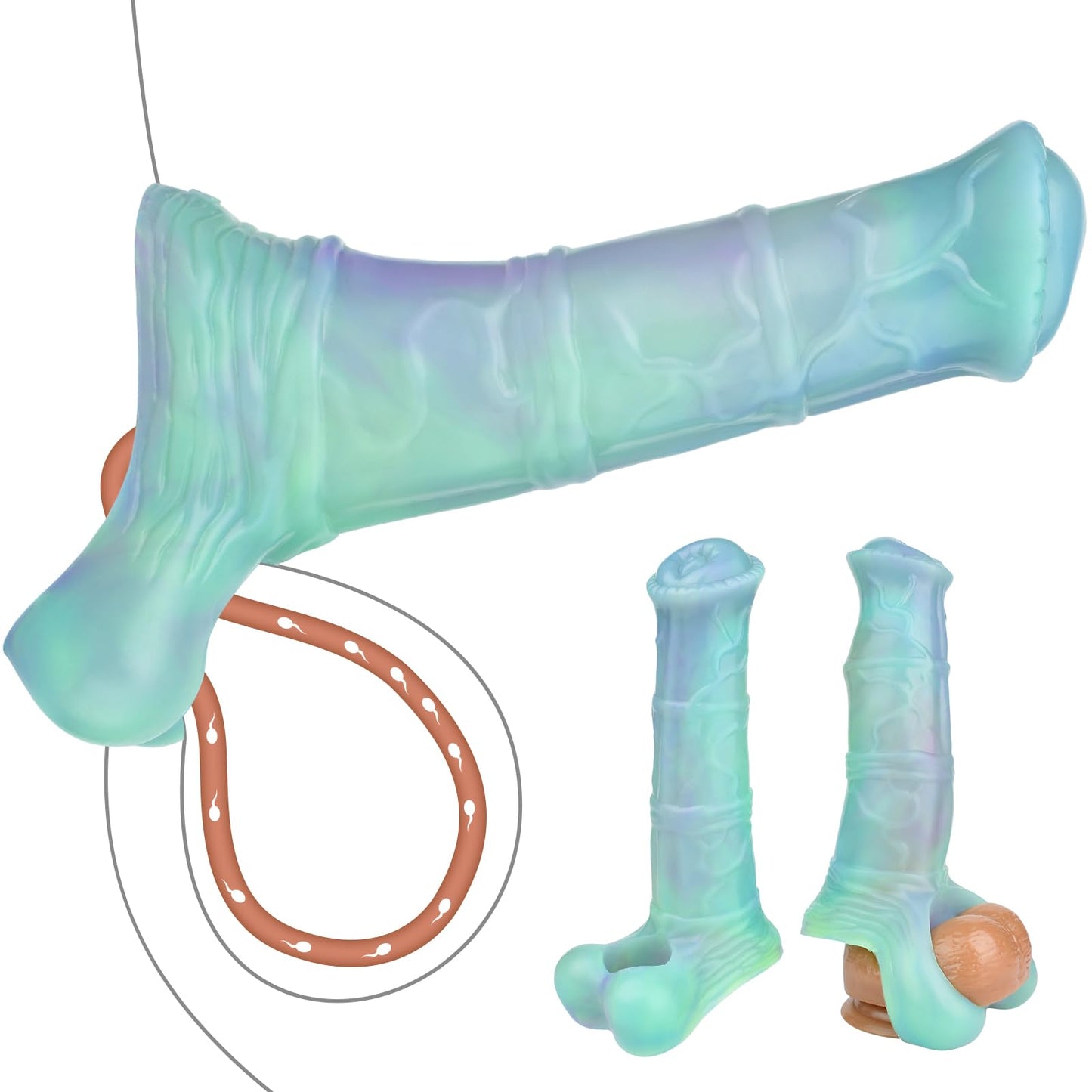 Realistic Glow G-spot mimics Animal Dildo Sleeve for Women, Stretchy Stretch Good, Glow in The Dark, ano-Vaginal Dildo Sleeve Sex Toy, Adult Toy Novelty for Couples