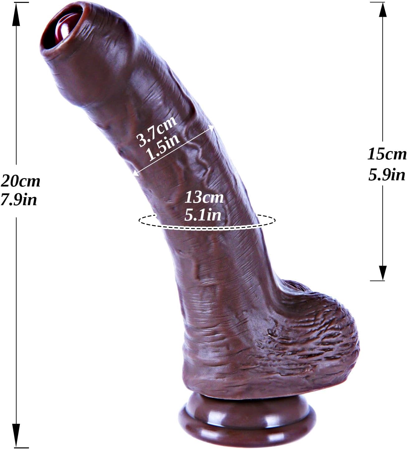 Umania Realistic Silicone Dildo Movable Foreskin Black 8in