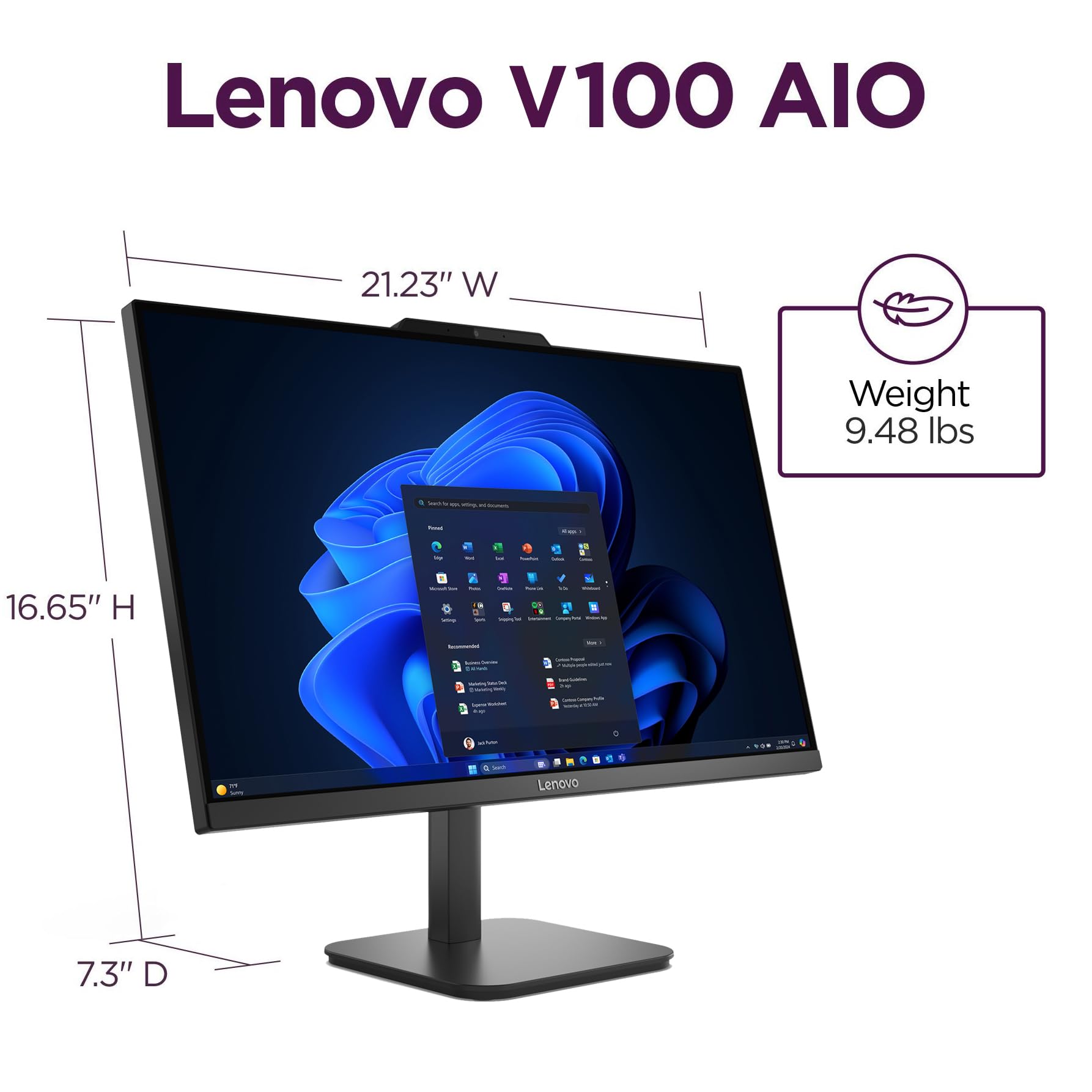 Lenovo V100 23.8" FHD All-in-One Desktop Computer