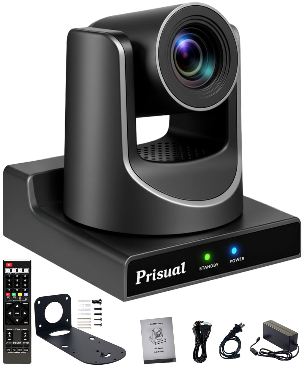 Prisual PTZ Camera 30X Optical Zoom NDI HX3 HDMI USB3.0 LAN PoE AI Tracking Church Camera
