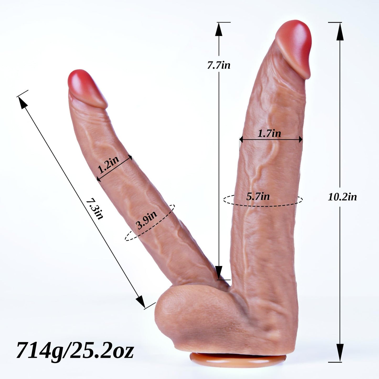 10.2 Inch Huge Double End Dildo, Vaginal Anal Large Double Head Thick Realistic Dildo
