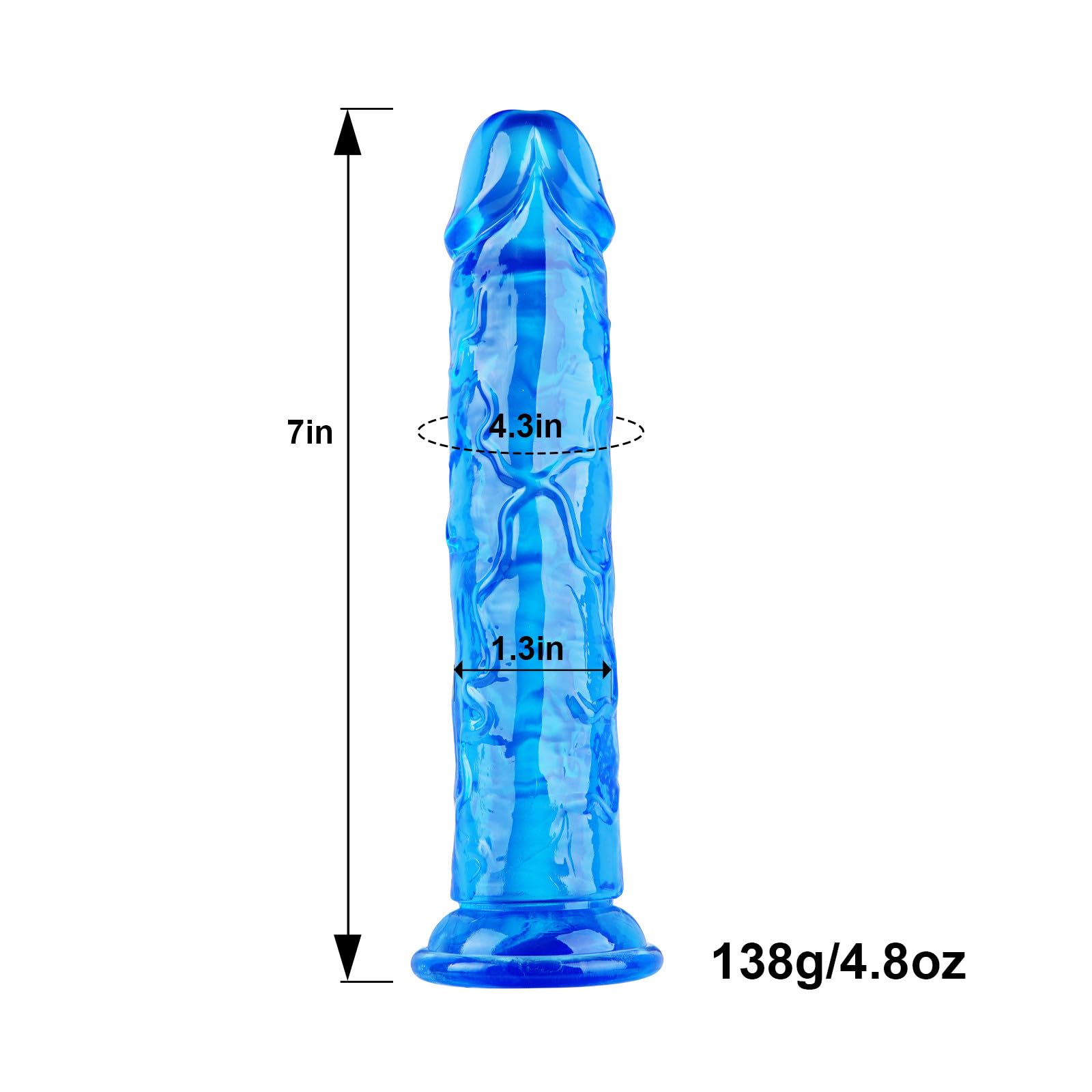 7" Small Realistic Blue Dildo - Soft TPE Beginner Sex Toy