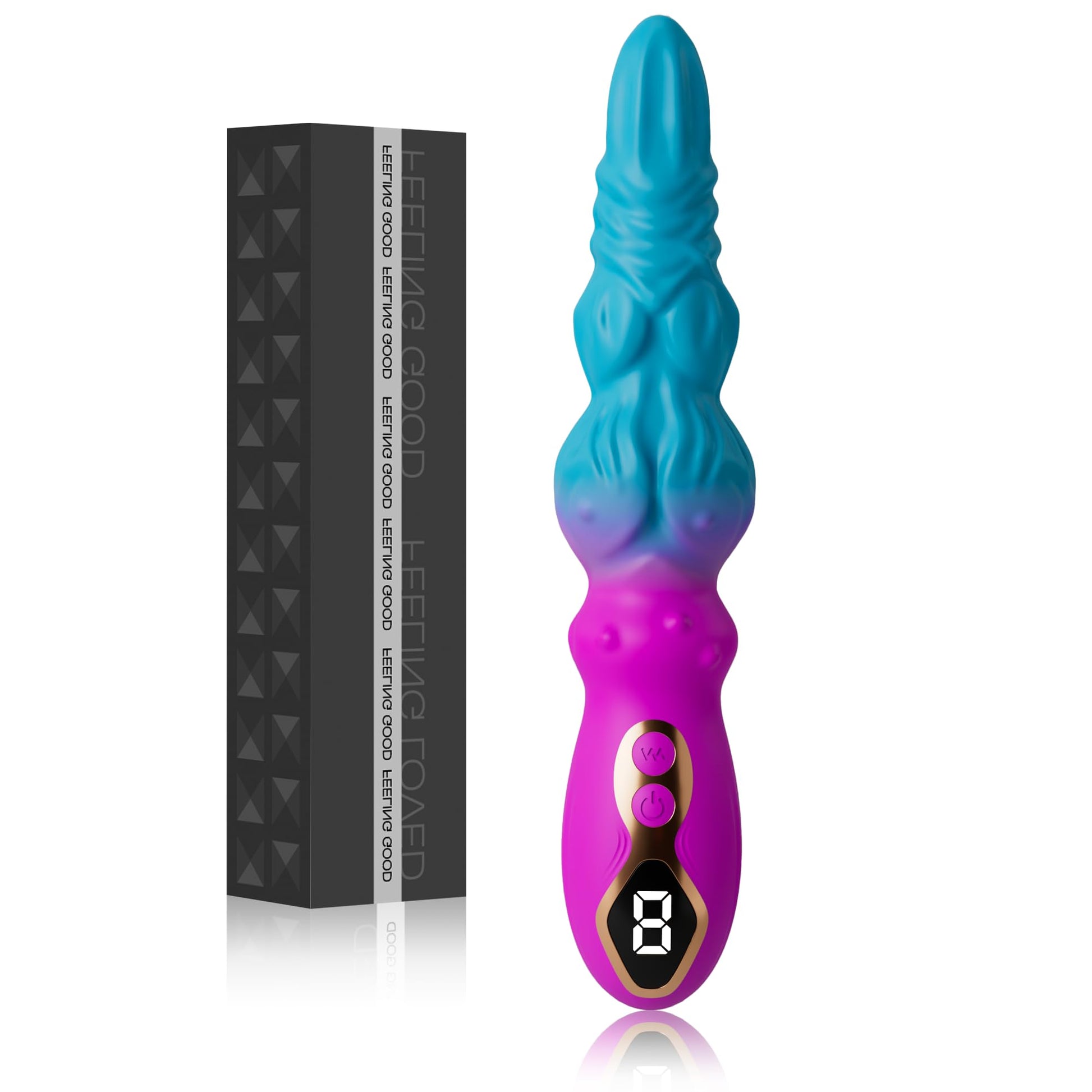 Monster Dildo Vibrating Knot Dildo - LED Display Fantasy Dildos Silicone G Spot Vibrator with 9 Powerful Vibrations, Clitoris Stimulator for Solo Couples Pleasure, Adult Toys for Anal Vagina