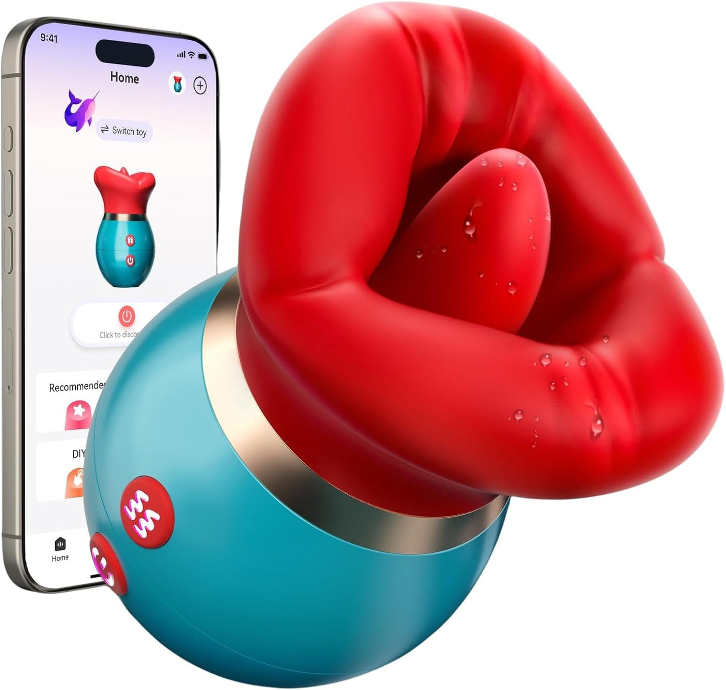 Nipple Viboators for Women, Licking & Vibration & Thrusting Jelly Lips Tongue, Sucker Toys Y122*